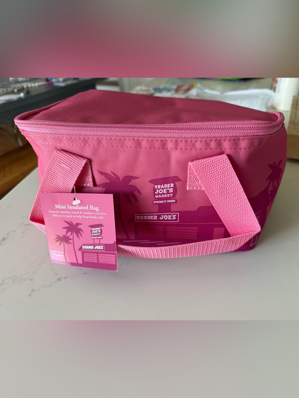 Trader Joe's Pink Insulated Tote Bag for Food Storage - Picture 2 of 8